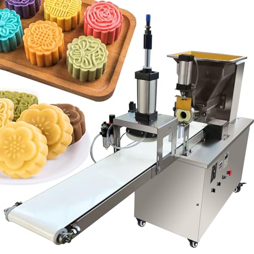 TXMACHINE Commercial Dough Presses 7inch Dough Pizza Press Machine 0.12-1.18in Thickness Pastry dough divider Presser Machine Pie Shooting Machine (110V/60HZ, with air compressor and 9 molds)