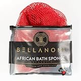 Bellanomi African Exfoliating Net Sponge, Authentic, Ethically sourced from Nigeria, 45 inches Long, Back Scrubber for Daily use (Red)