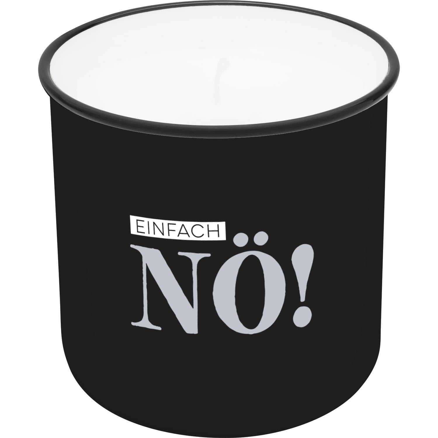 GRUSS & CO Candle in cup motif Nö, printed candle cup, porcelain, height 8.8 cm, diameter 8.4 cm, gift, decorative item, 74774