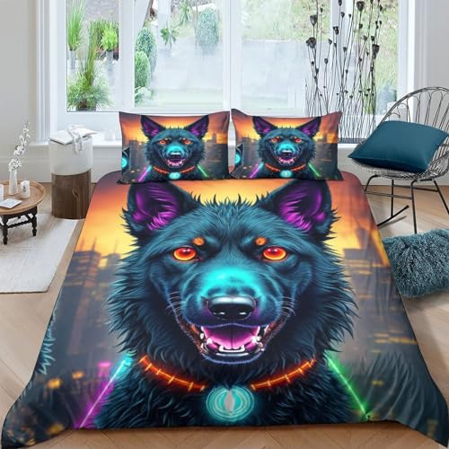 Funda nórdica de perro 3D King con cremallera y 3 piezas de microfibra 2