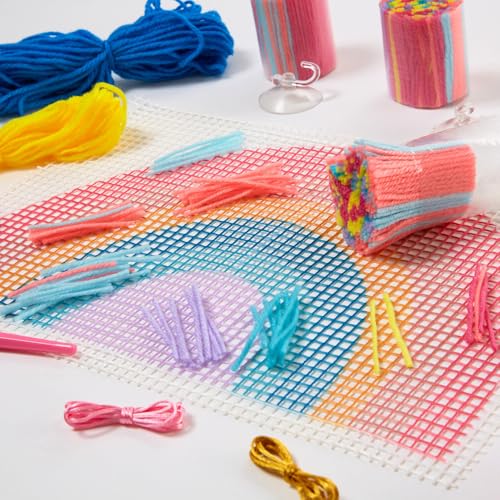 Image of Innovative Designs Create N' Style DIY Rainbow Latch Hook Kit, Girls Arts & Crafts Set, Fun Craft Activity Kit for Kids Age 6+