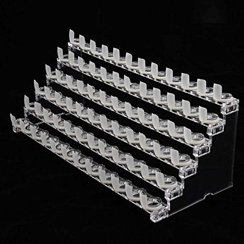 6 Layer 72-Slot Nail Colors Display Stand, Nail Tips Holder for Gel Nail Polish DIY Nail Training Tools with 72pcs Ring Nail Tips.