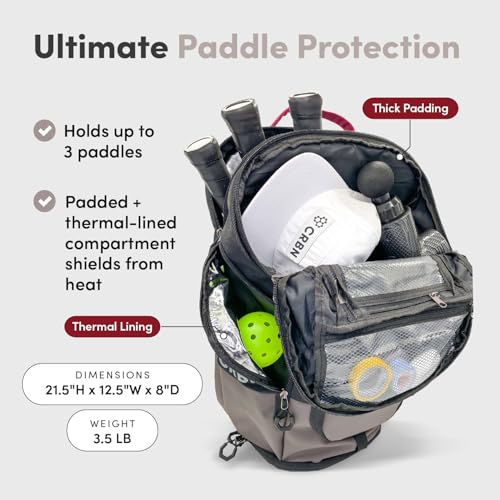 Image of CRBN Pickleball - Backpack - Pro Team Pickleball Bag - Padded Compartment with Space for 3 Paddles, Shoes & More