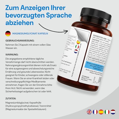 Magnesium Bisglycinat 1040mg - 360 Kapseln (6 Monatsvorrat) - Hochdosiert Magnesium Glycinat Vegan Kapseln - Hergestellt in Großbritannien… – Ansicht 4
