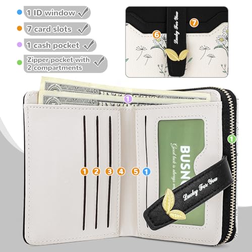 Small Wallet Womens Black Flower Cute Wallet's Women Mini Wallets for Ladies Slim Change Purse for Ladies Bifold Wallet Womens With Zipper Coin Pocket Purses Card Holder for Women4