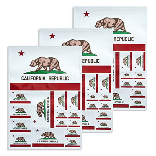 Image of CANTENDO 3Pack California Flag Decal - California Flags Reflective Vinyl Car Stickers - for Car Window Bumper Waterproof Sticker (12 x 8.5 Inch)