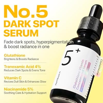 numbuzin No.5 Vitamin Concentrated Serum, Dark Spot Care, Glutathione & Vitamin Serum, Korean Skincare, Tranexamic Acid 4%, Niacinamide 5%, for a Radiant-Looking Glow 1.01 fl oz