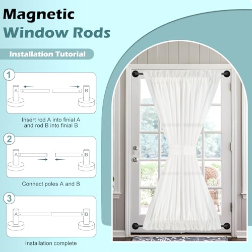 HTZON Black Magnetic Curtain Rod for Door:Magnet Curtain Rods for Classroom Whiteboard,Small Adjustable Magnetic Towel Bar,Tool-Free French Magnet Pole with Leather Protective Cover No Drilling 16-28" by HTZON - Image 8