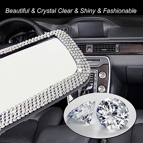 Bling Rear View Mirror, Panoramic Rearview Mirror With Crystal Diamonds & Rhinestones, Universal Car Interior Trim, Bling Rearview Mirror Car Cover Decor Accessories For Mother Women ＆ Girls #TOP1