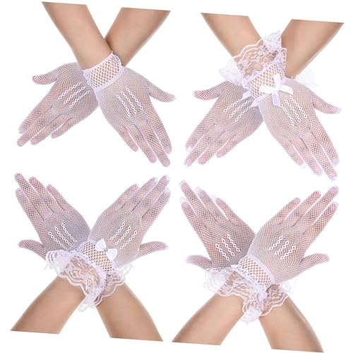 FOMIYES 12 Pairs Lace Gloves for Women Bridal Gloves with Lace and Rhinestone Bow Elegant Tea Party and Banquet Accessories Comfortable Lightweight Durable Design for Long Lasting Wear
