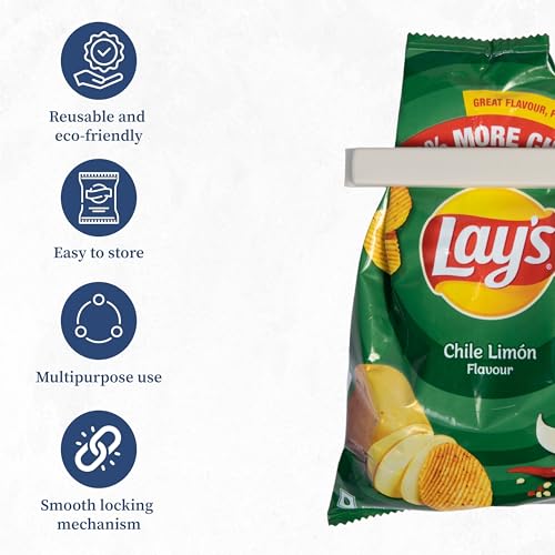 Image of Homestrap Sealing Clip Set of 36 | Plastic Food Snack Bag Sealer Clips | Keeps Food Fresh | Reusable Pouch Clips for Snacks, Plastic Bags, Bread | 2 Size (18 Small, 18 Large) | Pouch Clips Sealer