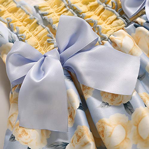 Pettigirl Girl Summer Yellow Vintage Ceremony Floral Clothing Outfit Toddler Kid Ruffle Cute Party Dresses4