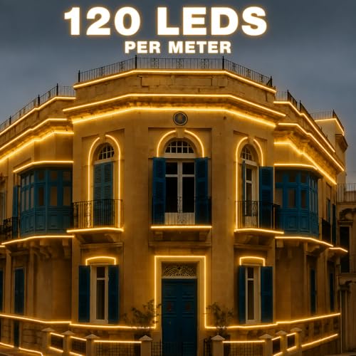 Image of MoonlitDreams 10M LED Rope Light | 120 LEDs /M Waterproof Strip Light | Warm White Flexible Cove Light for False Ceiling, Balcony, Bedroom, & Indoor Outdoor Decoration | Plug & Play Decorative Light