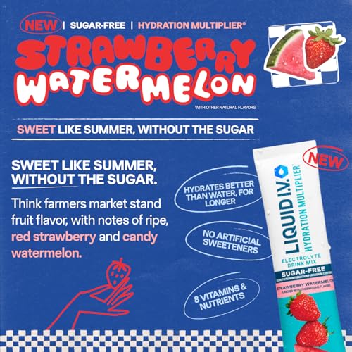 Image of Liquid I.V. Hydration Multiplier Sugar-Free - Strawberry Watermelon | Electrolyte Powder Drink Mix | 1 Pack (14 Servings)