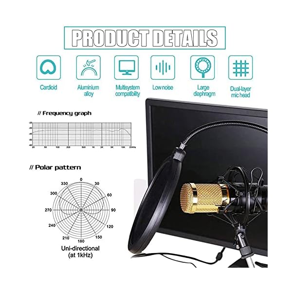 Bm-800 Mikrofon-Kit Mit Live-Soundkarte, Kondensatormikrofon-Bundle, Verstellbarem Mikrofon-Aufhängungs-Scherenarm, Live… – Bild 5