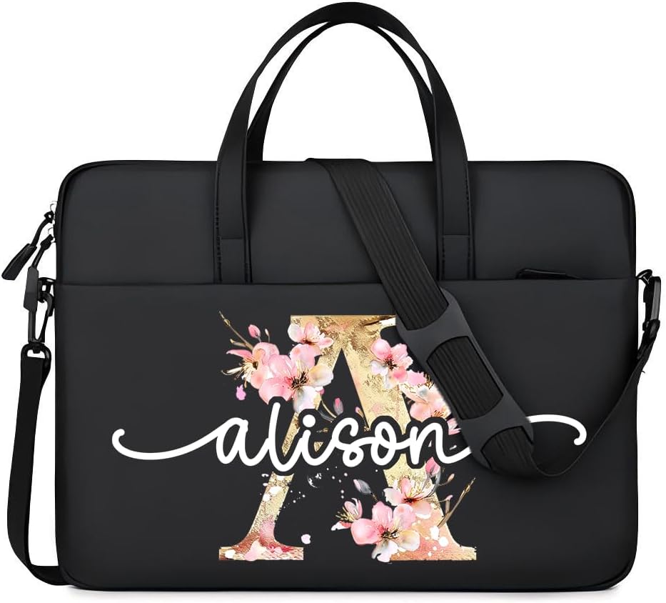 Customized Laptop Bag for Women & Men, Personalized with Name/Initials Laptop Messenger Bag, 14/15 inch Computer Shoulder Case for Work Business Travel School, Durable Laptop Case for Gift