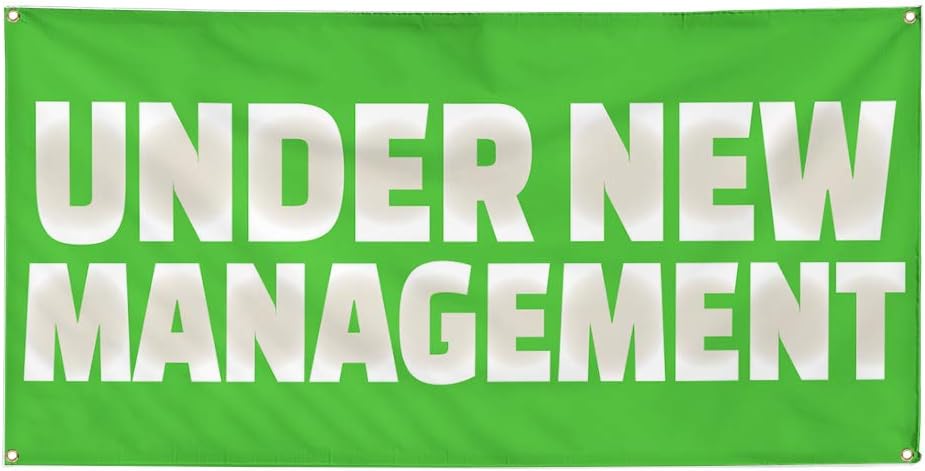 Vinyl Banner Multiple Sizes Under New Management Advertising Printing Business Outdoor Weatherproof Industrial Yard Signs Green 4 Grommets 24x36Inches
