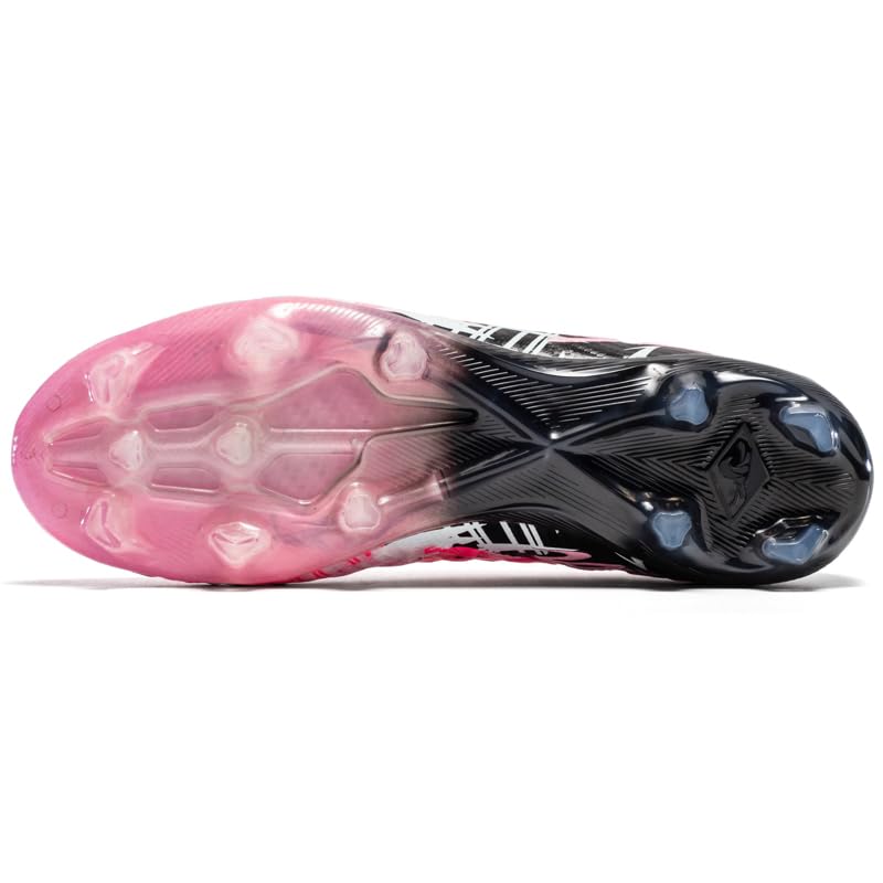 High Top Soccer Cleats, Professional Training Shoes, Anti-Slip Rubber Sole, Pink/Black, Long Spikes for Grass Field3
