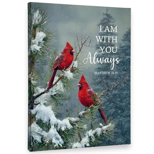 PHAMTE Winter Christian Red Cardinal Bird Wall Art Decor Canvas