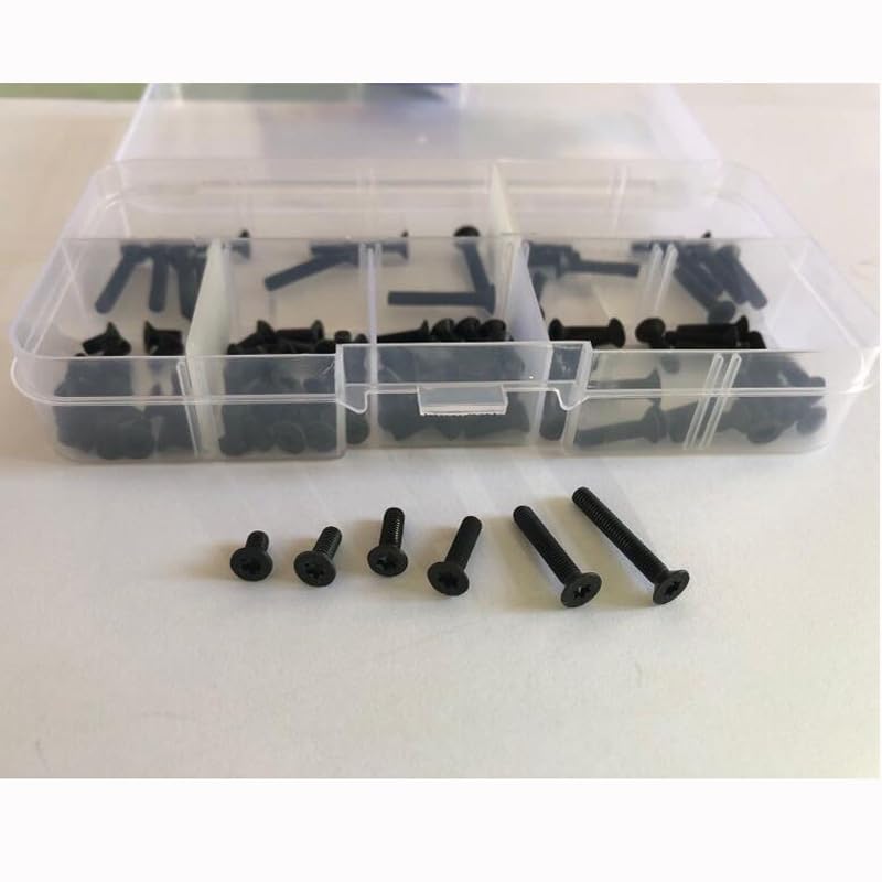 50PCS Torx Screw Flat Head Bolts Machine Screws (M4) Black 6-16mm Length Sets Assortment