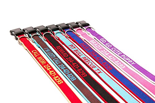 ECO-Friendly-Bamboo-Personalized-Embroidered-Dog-Collar-Custom-Text-with-Pet-Name-and-Phone-Number-Multiple-Collar-and-Thread-Colors-and-Sizes