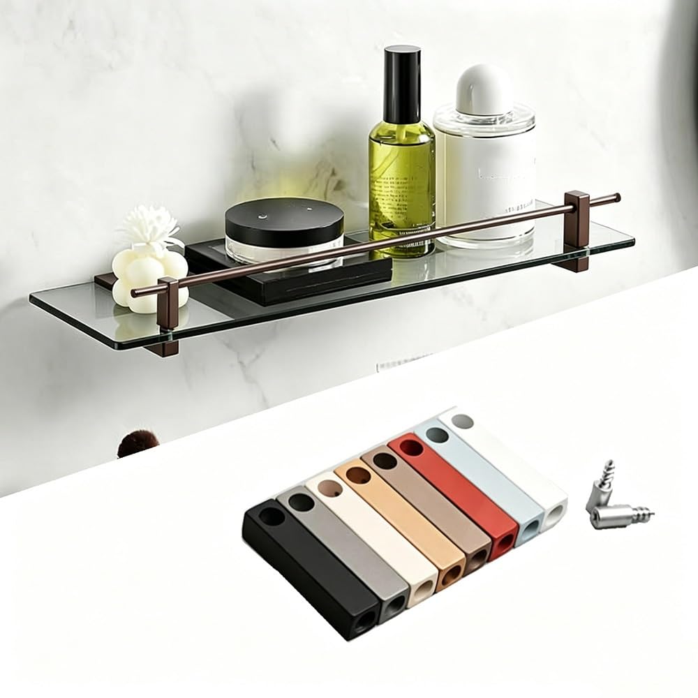 SVBVRFEEW Aluminum Shelf Guard Fence Gallery Rail Kit Anti-Fall Shelves Railing Rod Decorative Shelf Guard Rail Round Tube Safety Bar for Display Cabinet(Coffee,40cm/15.7in)