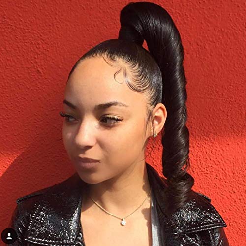 YITI Curly Wave Ponytail Extension Long Curly Wave Drawstring Ponytail for Women Black Color curly Wave Clip in on Ponytail Externsion