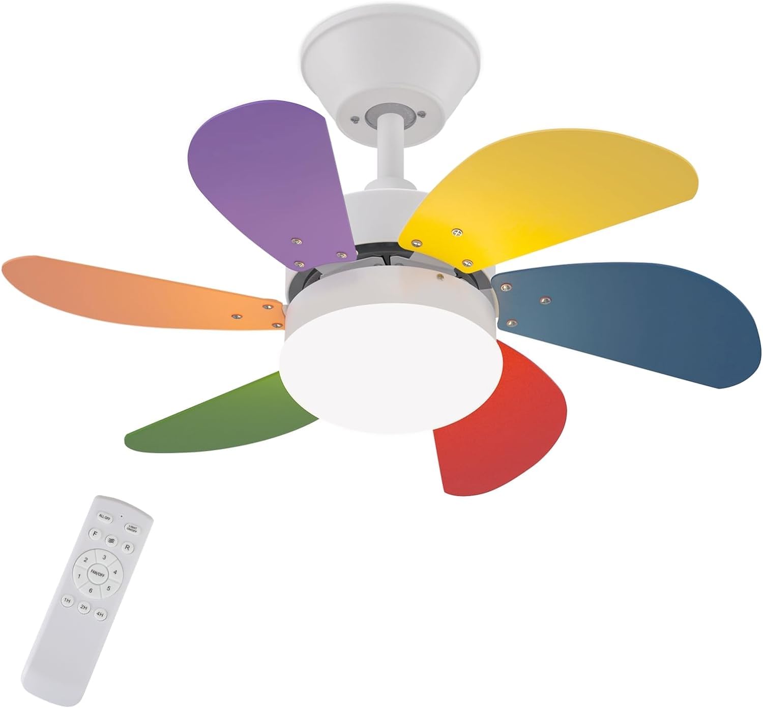 Glitzerlife Ventilatore da soffitto con illuminazione e telecomando silenzioso - Ventilatore da soffitto con luce singola Ventilatore da soffitto estate/inverno per camera da letto/colore