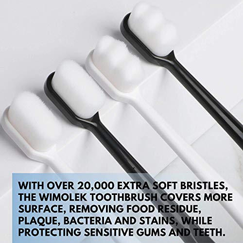 Extra Soft Toothbrush for Sensitive Gums and Teeth with 20,000 Ultra Soft Bristles. Micro-Nano Toothbrush. Excellent Cleaning Effect (2 Pack) (White Wave Bristle) - Image 2