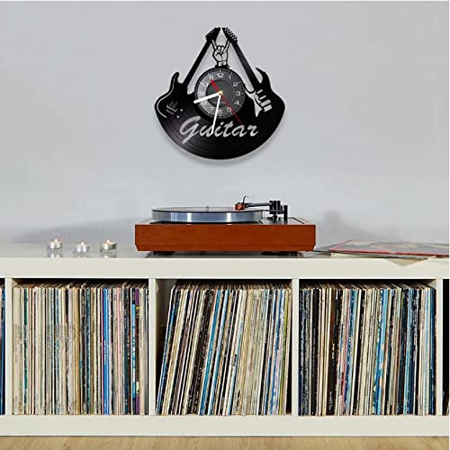 Chitarre elettriche Retro Rock And Roll Disco in Vinile Orologio da Parete Band Music Studio Decor Disco in Vinile Craft Design Moderno Orologio a Tempo