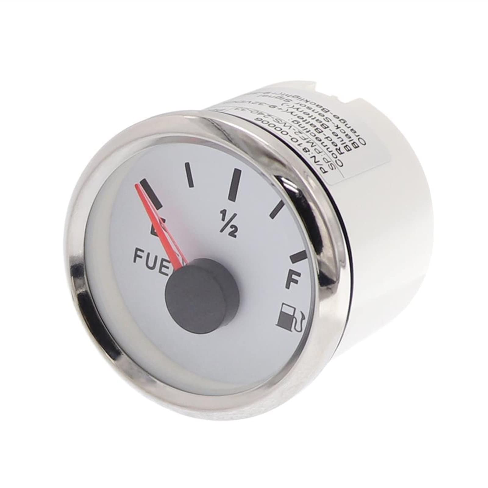 Instrumentación 52mm 2 '' Calibre de Nivel de Combustible 0~190 ohmios con retroiluminación roja E-1/2-F para el indicador de Nivel de Combustible de automóviles en Barco. (Color : BN 0-190ohm)