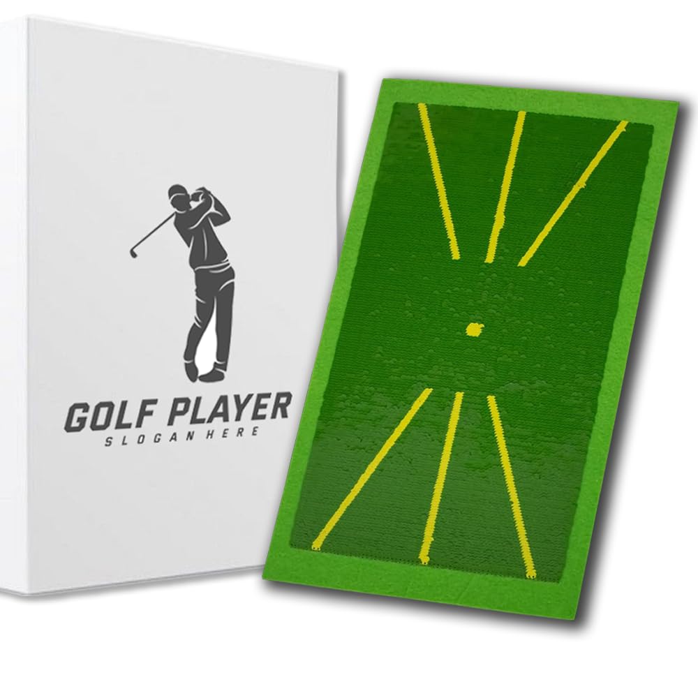 Premium Golf Practice Swing mat Path Feedback Golf Training Hitting Mat Advanced Guides and Rubber Backing