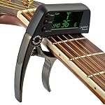 TCapo20 Alliage d'aluminium multifonctionnel 2-in-1 Guitare Capo Tuner avec LCD Écran pour Guitare électrique Folk Acoustique Normale basse chromatique
