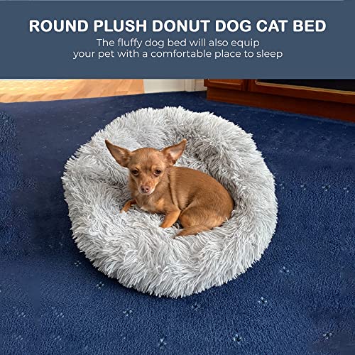 Fur & Bone Round Plush Donut Dog Bed, Fluffy Self-Warming Pet Bed, Washable with Non-Slip & Waterproof Bottom - Image 2