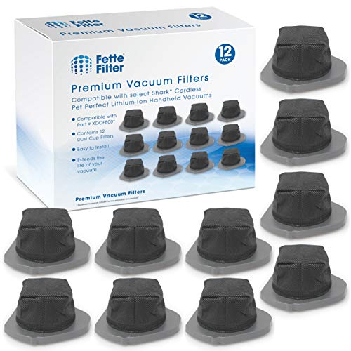 Fette Filter - Dust Cup Filter Compatible with Shark Cordless Pet Perfect Lithium-Ion Handheld Vacuums Models LV800 LV801 LV801C Compare to Part # XDCF800. (Pack of 12)