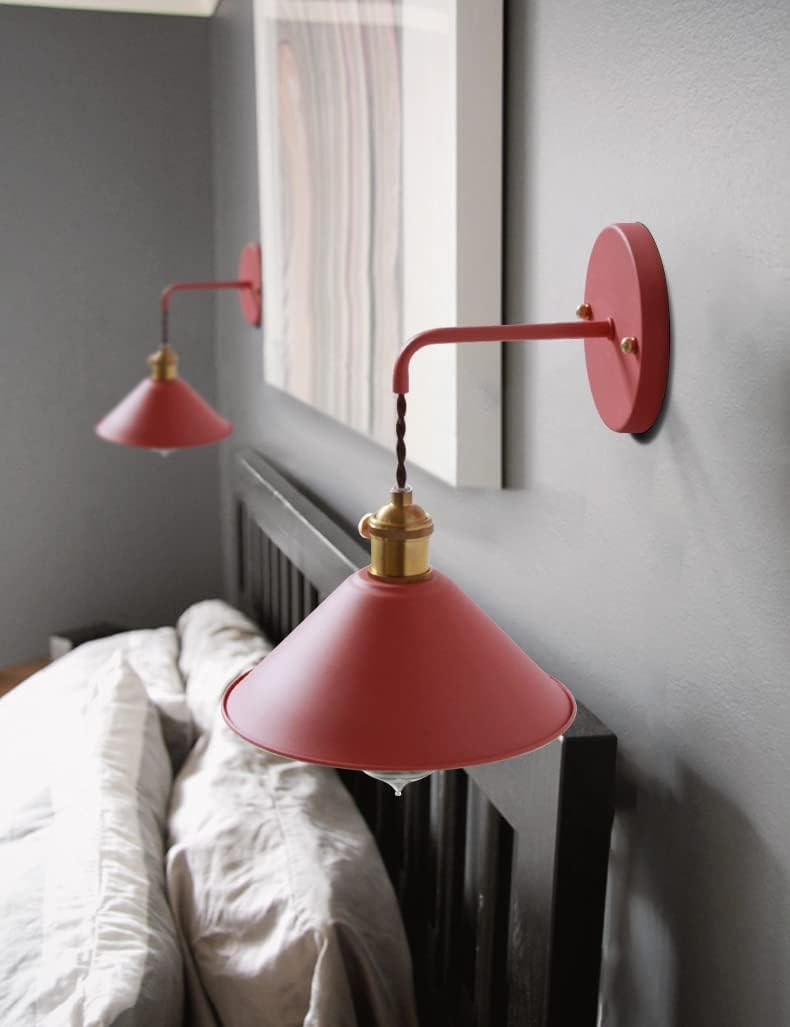 Green Plug in Wall Sconces Set of Two,Wall lamp with Plug in Cord of 2 for Bedroom Hanging Wall Lights E26 Edison Brass lamp Holder with Frosted Paint Body Bedside lamp
