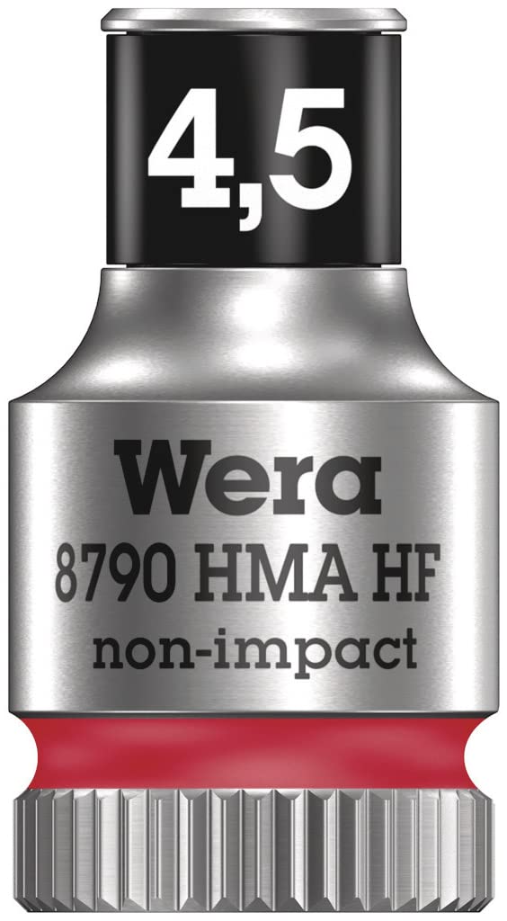 Wera Red 8790 Hma Hf Zyklop Socket With 1/4" Drive With Holding Function, 4,5 Mm