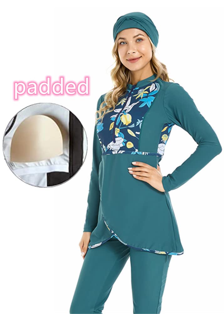 Muslim Swimsuits for Women Modest Swimwear Plus Size Burkini Islamic Swimming Suit Long Sleeve Bathing Suit (3XL, X4)