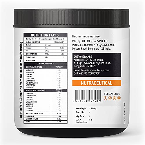 Image of AS-IT-IS ATOM Plant Protein 200g | 25g Protein | Amino Profile similar to Whey | Easy to Digest | Vegan