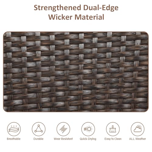 Image of Outdoor Wicker Rattan Chairs Patio Furniture Sets with Cushions, 350lbs Capacity, All-Weather Rattan Sofa Set for Garden, Porch, Backyard, 6PCS, Brown