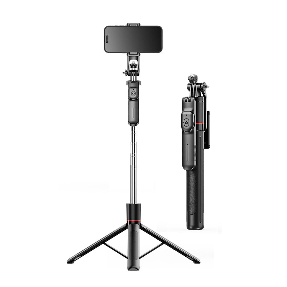 Trépied de téléphone de 170,2 cm et perche à selfie pour iPhone, avec support de téléphone, rotation à 360°, perche à selfie extensible pour voyage/selfie/vlog compatible avec iPhone/Android/appareil