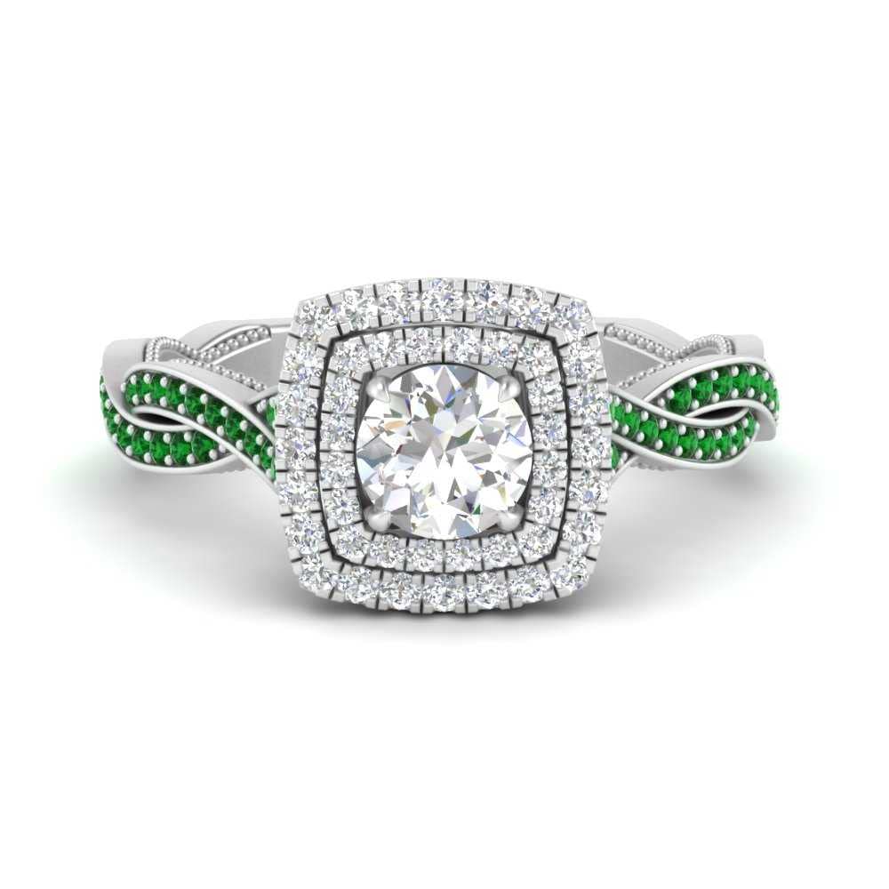 Choose Your Gemstone Double Halo Twisted Shank Engagement Ring 925 Sterling Silver Round Shape Double Halo Engagement Ring Lightweight Office Wear Everyday Gift Jewelry US Size 4 to 12