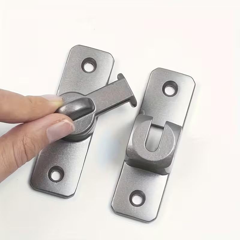 180 Degree Rotating Security Door Lock, Heavy-Duty Anti-Theft Manual Sliding Bolt, Reinforced Metal Lock for Home Office Garage Doors, Polished Finish