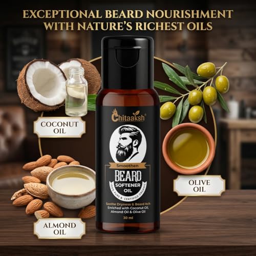 Image of Beard Softener Oil | 100% Pure & Organic | Enriched with Coconut, Almond & Olive Oil | Soothes Dryness & Itchiness | 30 ml (Pack Of 5)