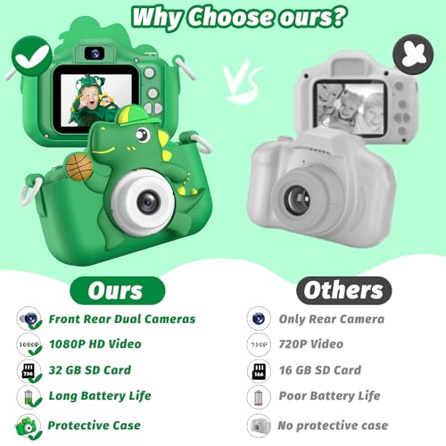 Image of Kids Camera Toy, masterbee Dinosaur Toys Camera for Kid Age 3-12, Christmas /Birthday Gifts for Boys and Girls, 1080P HD Kids Digital Camera, Children Camera Gift for 3 4 5 6 7 8 9 10 11 12 Year Old