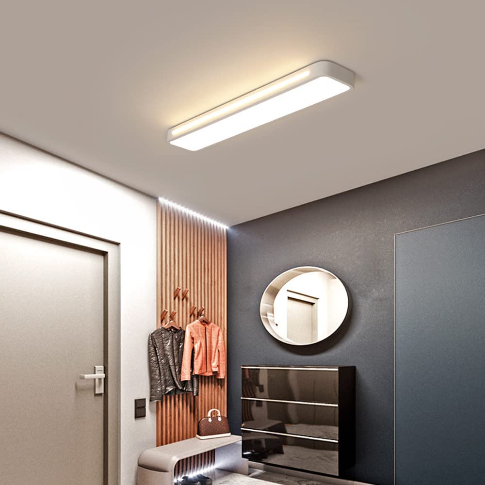 Jadssox 22.8in LED oprawa sufitowa nowoczesny żyrandol półpodtynkowy, nordic 18W liniowy pasek lampa sufitowa prostokąt światła do przedpokoju do kuchni pralnia garaż