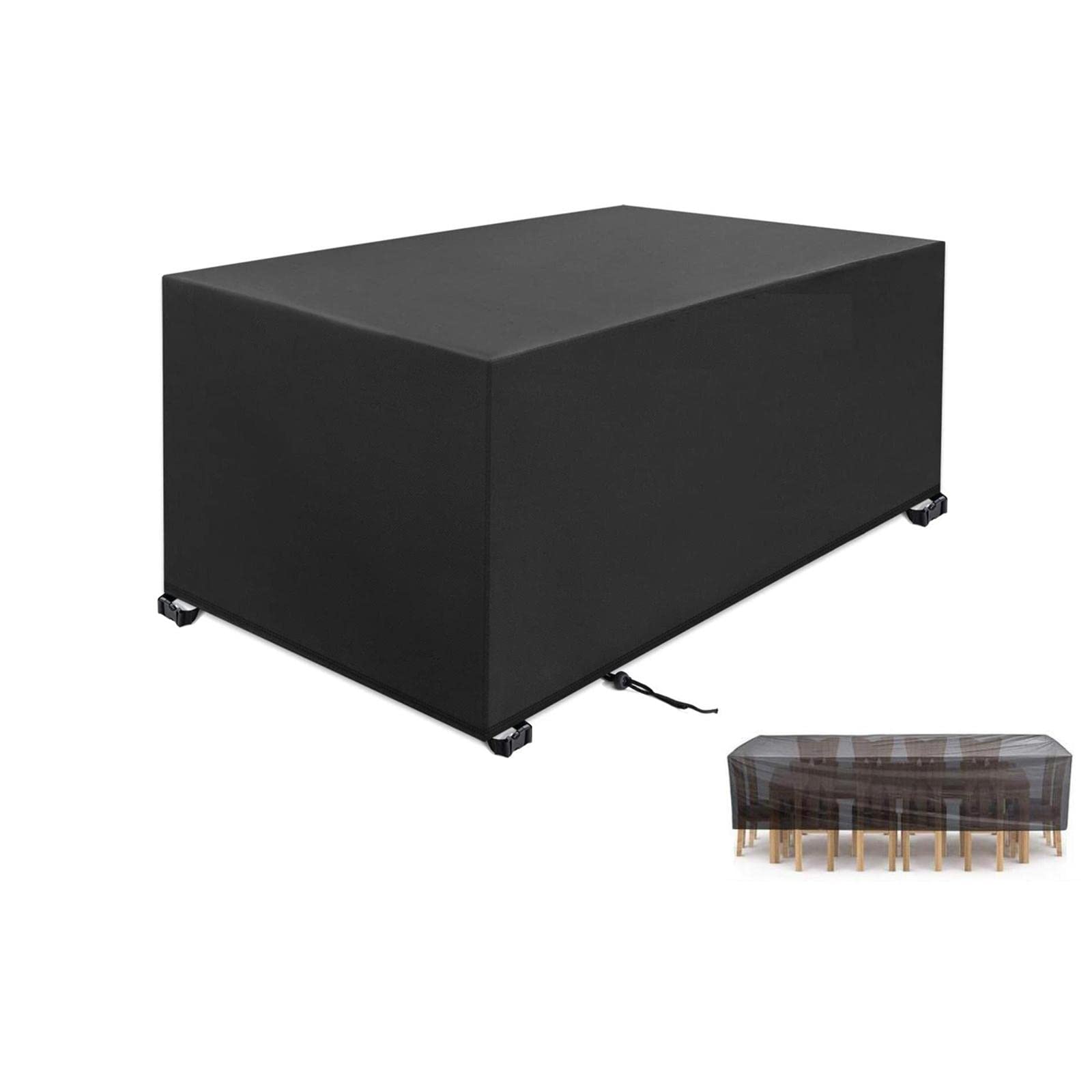 Garden Furniture Covers 90x90x40cm black 420D Heavy Duty Oxford Windproof,Snow-proof,Anti-UV Upgraded Tear-Resistant with 4 Windproof Buckles Rectangular Waterproof Patio Table Cover