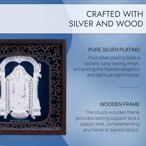 Image of Silver Plating Balaji Frame | Divine Home Decor | Wall Mount SquareFrame for Gift, Wooden PhotoFrame for Temple, OfficeDecor, Wedding, Festival Gifting | hangingframe (6.50x6.50 Inch)