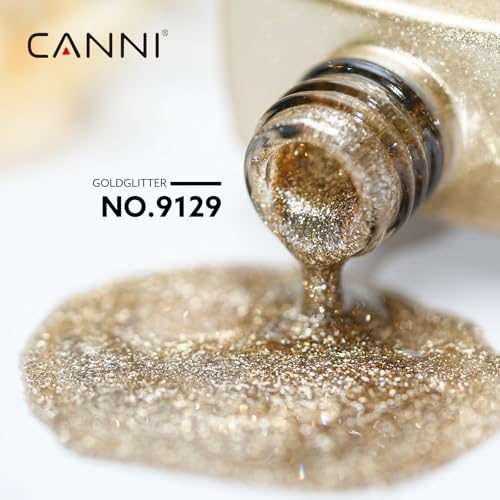 Image of CANNI Gold Gel Nail Polish, 1Pcs Glitter Gold Gel Polish Color High Gloss Soak Off U V Nail Manicure Salon DIY