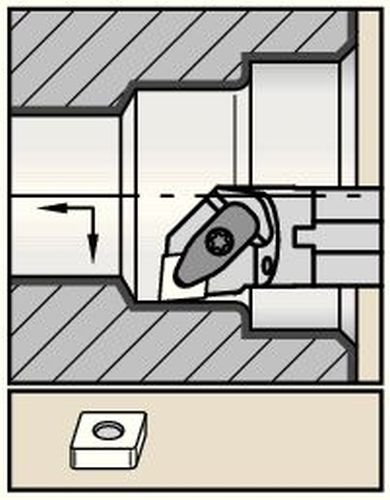 WIDIA A40VDCLNR6KC4 A-DCLN D-Style Clamping Boring Bar for Negative Inserts, -5° Angle, Steel, 2.5" Shank Diameter, Right, 16" Length